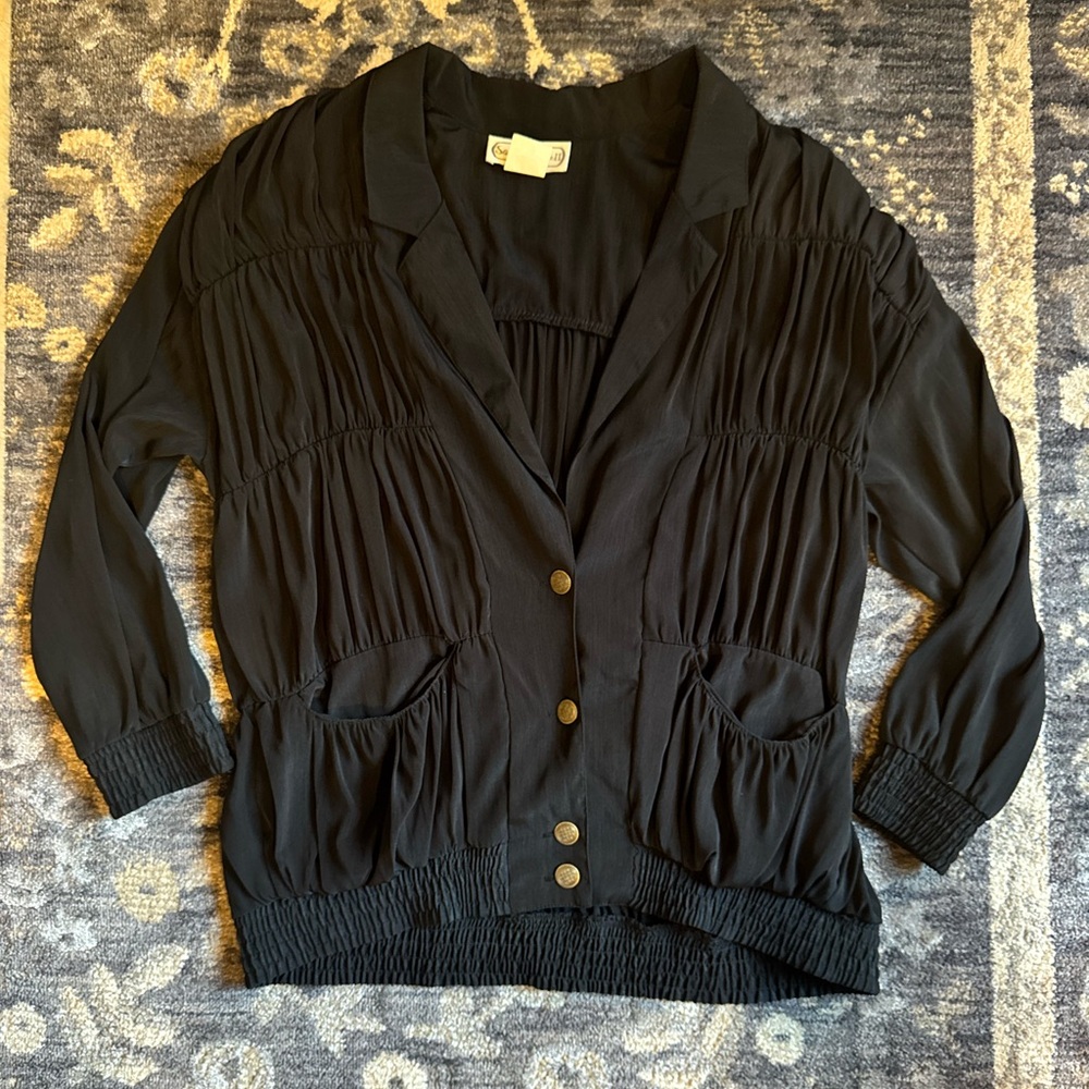 Vintage St. Germain II Paris Chic Black Women's Blazer with Button Detail